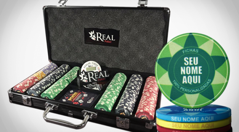Maleta com 300 Fichas de Poker Personalizadas em Cerâmica 